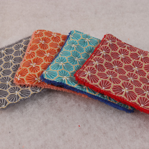 Coton-éponge bambou réutilisable motif hexagone