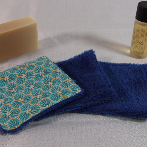 Coton-éponge bambou réutilisable motif hexagone