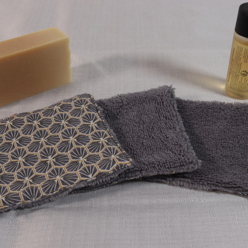 Coton-éponge bambou réutilisable motif hexagone