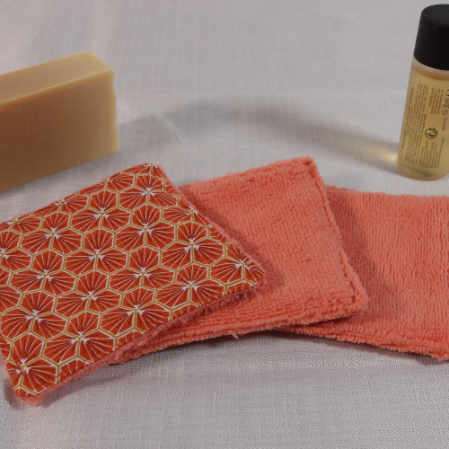 Coton-éponge bambou réutilisable motif hexagone