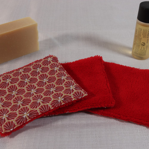 Coton-éponge bambou réutilisable motif hexagone