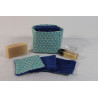 10 cotons en éponge bambou réutilisable et son panier motif hexagone