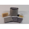 10 cotons en éponge bambou réutilisable et son panier motif hexagone