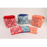 10 cotons en éponge bambou réutilisable et son panier motif plume