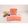 10 cotons en éponge bambou réutilisable et son panier motif plume