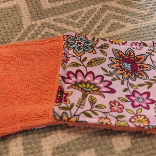 10 cotons en éponge bambou réutilisable et son panier motif fleurs
