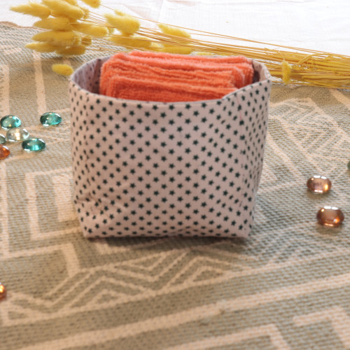 10 cotons en éponge bambou réutilisable et son panier motif étoile