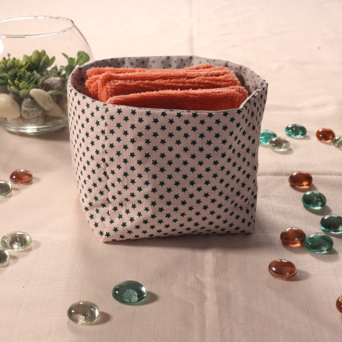 10 cotons en éponge bambou réutilisable et son panier motif étoile