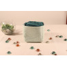 10 cotons en éponge bambou réutilisable et son panier motif soleil