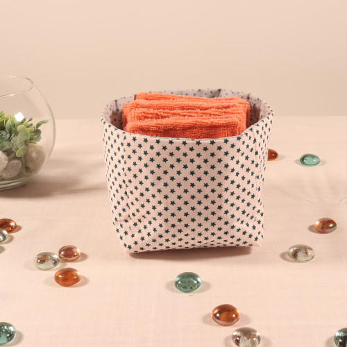 10 cotons en éponge bambou réutilisable et son panier motif étoile
