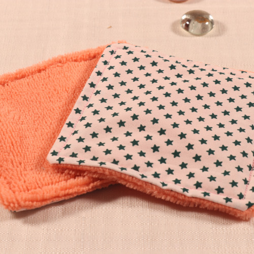 10 cotons en éponge bambou réutilisable et son panier motif étoile