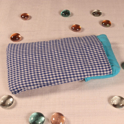 Etui à carreaux bleus