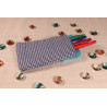 Etui à carreaux bleus
